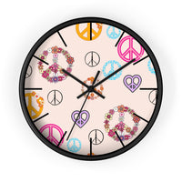 Retro Pastel Peace Signs Print Wall Clock! Perfect For Gifting! Free Shipping!!! 3 Colors Available!