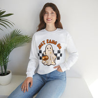 Just Fang On Retro Ghost Unisex Heavy Blend Crewneck Sweatshirt! Halloween! Fall Vibes!