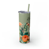 Custom Name Personalized Botanical Garden Tumblers Skinny Tumbler with Straw, 20oz! Multiple Colors Available!