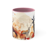 Autumn Orange and Black Deer Past and Future Accent Coffee Mug, 11oz! Multiple Colors Available! Fall Vibes!