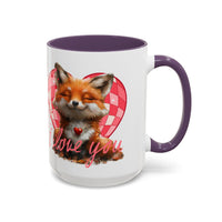 Disco Fox I Love You Valentines Day Accent Coffee Mug (11, 15oz)! Free Shipping! Microwave and Dishwasher Safe! BPA Free