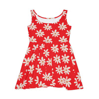 Red Daisy's Print Women's Fit n Flare Dress! Free Shipping!!! New!!! Sun Dress! Beach Cover Up! Night Gown! So Versatile!