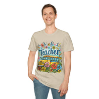 The Teacher Floral School Bus Unisex Graphic Tees! All New Heather Colors!!! Free Shipping!!! Back To School!