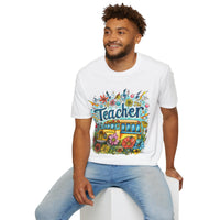 The Teacher Floral School Bus Unisex Graphic Tees! All New Heather Colors!!! Free Shipping!!! Back To School!