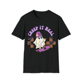 Creep it Real Retro Skate Boarding Ghost Unisex Graphic Tee! Halloween! Fall Vibes!