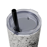 Western Style Ink Splatter Black and Grey Skinny Tumbler with Straw, 20oz! Multiple Colors!