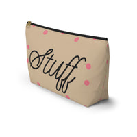 Cream Pink Polka Dot Accessory Pouch, Check Out My Matching Weekender Bag! Free Shipping!!!