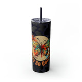 Your So Golden Butterfly Cow Printed Skinny Tumbler with Straw, 20oz! Multiple Colors!