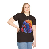 Indian Head Dress Colorful Rainbow Unisex Graphic Tees! Summer Vibes! All New Heather Colors!!! Free Shipping!!!