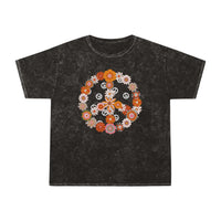 Retro Orange Boho Peace Sign Distressed Unisex Mineral Wash T-Shirt! New Colors! Free Shipping!!!
