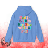 Pink Bubbly God is Within Her She Will Not Fall Psalms 46:5 Back Designs Unisex Heavy Blend Hooded Sweatshirt! Free Shipping!!!