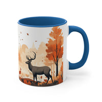 Autumn Orange and Black Deer Antler Forest Accent Coffee Mug, 11oz! Multiple Colors Available! Fall Vibes!