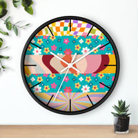 Groovy Floral Quilt in Teal and Pink Print Wall Clock! Perfect For Gifting! Free Shipping!!! 3 Colors Available!