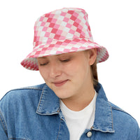 Retro Pink Plaid Unisex Bucket Hat! Free Shipping! Made in The USA!