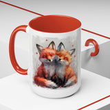 Foxy Lovers Valentines Day Accent Coffee Mug (11, 15oz)! Free Shipping! Microwave and Dishwasher Safe! BPA Free