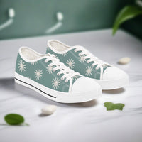 Seafoam Green Star Stamp Women's Low Top Sneakers! Free Shipping! Specialty Buy!