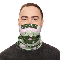 Green Retro Quilt Print Lightweight Neck Gaiter! 4 Sizes Available! Free Shipping! UPF +50! Great For All Outdoor Sports!