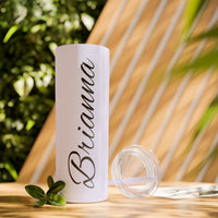 Custom Name Personalized Tumblers Skinny Tumbler with Straw, 20oz! Cursive Writing Option!