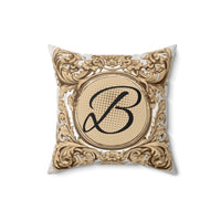 Custom Personalized Western/Boho Monogram Cream Print Square Pillow!