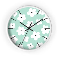 Retro Pastel Green Florals Print Wall Clock! Perfect For Gifting! Free Shipping!!! 3 Colors Available!