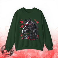 Valentines Day Black Horse Red Hearts Edition Unisex Sweatshirt! Retro! Free Shipping!!!