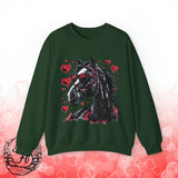 Valentines Day Black Horse Red Hearts Edition Unisex Sweatshirt! Retro! Free Shipping!!!