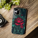 Stained Glass Teal and Roses Gothic Inspired Halloween Tough Phone Cases! Fall Vibes!