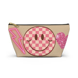 Pink Retro Cream Smiley Accessory Pouch, Check Out My Matching Weekender Bag! Free Shipping!!!