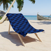 Navy Blue and Black Plaid 100 Percent Cotton Backing Beach Towel! Free Shipping!!! Gift to a Friend! Travel in Style!