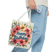 Happy Birthday Floral Tote Bag! Re-use/Re-cycle!