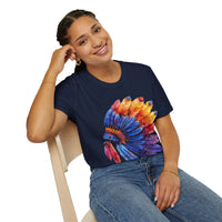 Indian Head Dress Colorful Rainbow Unisex Graphic Tees! Summer Vibes! All New Heather Colors!!! Free Shipping!!!