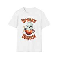 Spooky Season Little Ghost in a coffee Cup Halloween Unisex Graphic Tees! Fall Vibes!