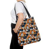 Navy Blue and Orange Florals Fall Vibes Tote Bag!