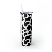 Custom Personalized Cow Printed Skinny Tumbler with Straw, 20oz! Multiple Colors!