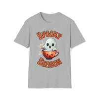 Spooky Season Little Ghost in a coffee Cup Halloween Unisex Graphic Tees! Fall Vibes!