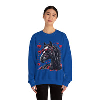 Valentines Day Black Horse Red Hearts Edition Unisex Sweatshirt! Retro! Free Shipping!!!