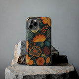 Fall Florals Navy Blue and Orange Tough Phone Cases! Fall Vibes!