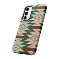 Teal and Brown Aztec Tough Cases! Cellphone Cases! Multiple Sizes Available! Apple iPhone, Samsung Galaxy, and Google Pixel devices!