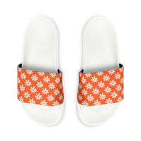 Vibrant Orange Daisy Flower Print Summer Beach Slides, Women's PU Slide Sandals! Free Shipping!!!