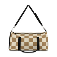 Beige and Cream Plaid Duffel Bag! Free Shipping!!!