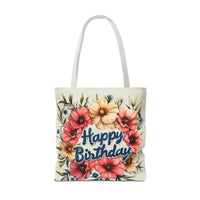 Happy Birthday Floral Tote Bag! Re-use/Re-cycle!