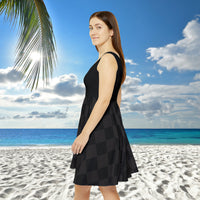 Black Plaid and Black Print Women's Fit n Flare Dress! Free Shipping!!! New!!! Sun Dress! Beach Cover Up! Night Gown! So Versatile!