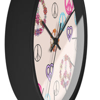 Retro Pastel Peace Signs Print Wall Clock! Perfect For Gifting! Free Shipping!!! 3 Colors Available!