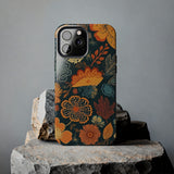 Fall Florals Navy Blue and Orange Tough Phone Cases! Fall Vibes!