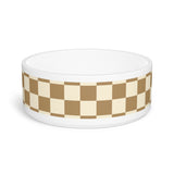 Brown and Cream Plaid Pet Bowl! Foxy Pets! Free Shipping!!!