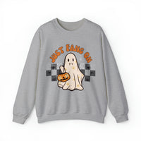 Just Fang On Retro Ghost Unisex Heavy Blend Crewneck Sweatshirt! Halloween! Fall Vibes!