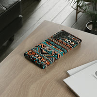 Teal and Orange Aztec Tough Cases! Cellphone Cases! Multiple Sizes Available! Apple iPhone, Samsung Galaxy, and Google Pixel devices!