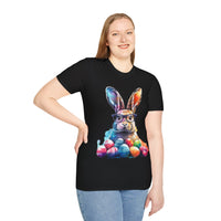 Easter Bunny Glasses With Eggs Unisex Graphic Tees! Spring Vibes! All New Heather Colors!!! Free Shipping!!!