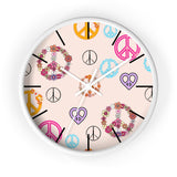 Retro Pastel Peace Signs Print Wall Clock! Perfect For Gifting! Free Shipping!!! 3 Colors Available!