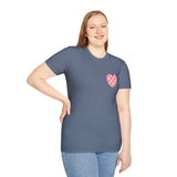 Valentines Day Pink Plaid Heart Basics Wear Anywhere Unisex Graphic Tee! All New Heather Colors!!! Free Shipping!!!